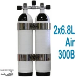 Bi Bouteille Carbone 6,8 Litres 300 Bars + 2 Cerclages Inox OMS - CarbonDive